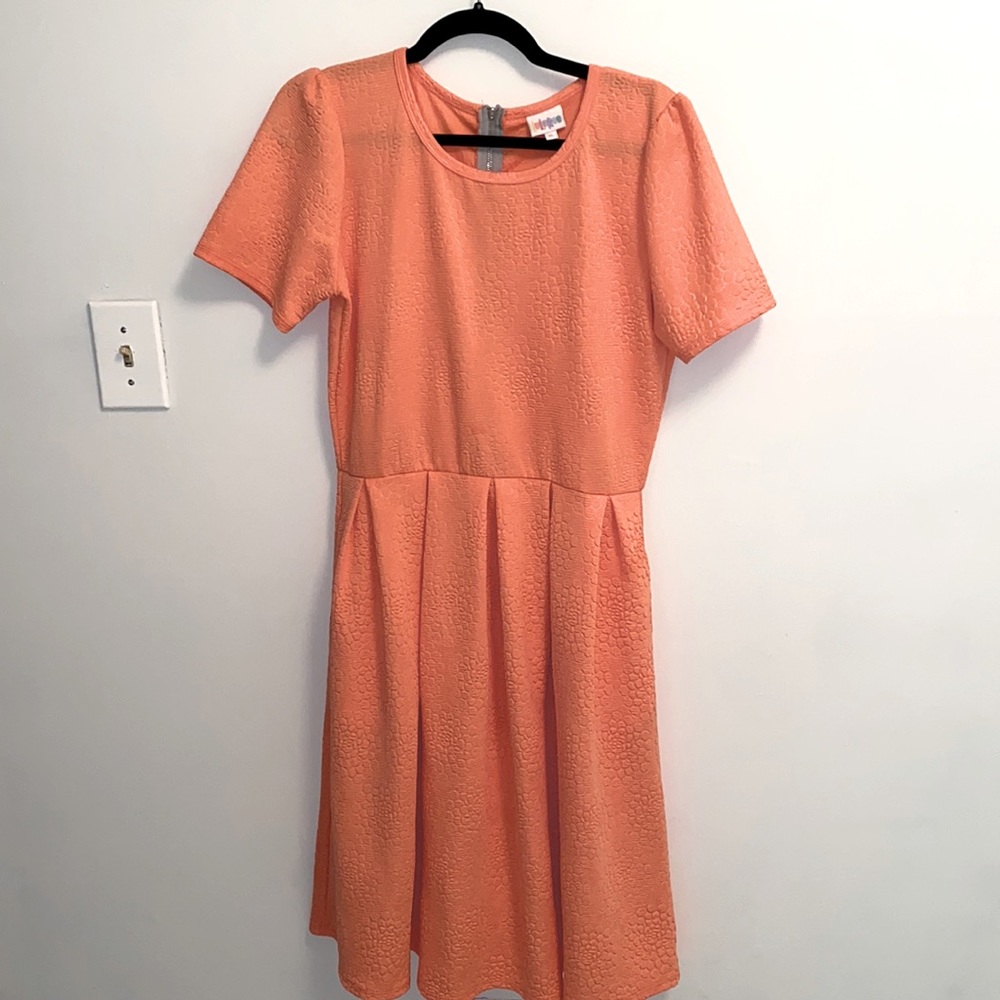 LLR amelia coral embossed dress - pockets